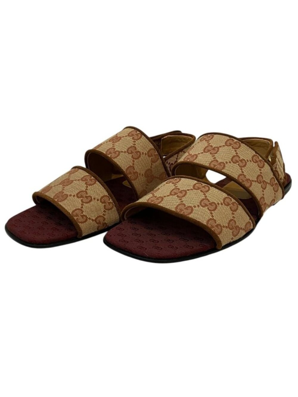 Gucci GG Canvas Back Strap Flat Sandals Red Beige Spring Summer 5